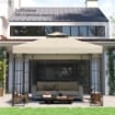 COPERTURA PER GAZEBO DA GIARDINO 3X3M, TETTO SOSTITUTIVO UPF30+ A 2 LIVELLI IN POLIESTERE, CREMA