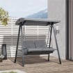 DONDOLO 2 POSTI CON TETTUCCIO REGOLABILE E CUSCINI IN ACCIAIO E POLIESTERE 144X117X173 CM GRIGIO