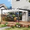 GAZEBO PERGOLA 4X4 M CON TETTUCCIO RETRATTILE, 8 VITI E 8 PICCHETTI IN ALLUMINIO, POLIESTERE E METALLO, BIANCO