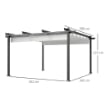 GAZEBO PERGOLA 4X4 M CON TETTUCCIO RETRATTILE, 8 VITI E 8 PICCHETTI IN ALLUMINIO, POLIESTERE E METALLO, BIANCO