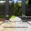 GAZEBO PERGOLA 4X4 M CON TETTUCCIO RETRATTILE, 8 VITI E 8 PICCHETTI IN ALLUMINIO, POLIESTERE E METALLO, BIANCO