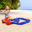 PLAYSET ACQUATICO 53 PEZZI CON ACQUA E SABBIA, PERCORSO ACQUATICO PER BAMBINI 3-6 ANNI CON ACCESSORI E PARTI COMPONIBILI, IN PP, 123X90X7CM, BLU E ROSSO