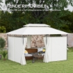 GAZEBO DA GIARDINO 3X4 M CON TENDE RIMOVIBILI, DOPPIO TETTO E STRUTTURA IN METALLO, CREMA