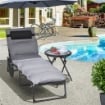 LETTINO PRENDISOLE PIEGHEVOLE CON CUSCINO POGGIATESTA E TASCA LATERALE 58X189X32.5 CM GRIGIO CHIARO
