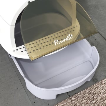 LETTIERA PER GATTI CHIUSA CON VASSOIO ESTRAIBILE, PALETTA E FILTRO AI CARBONI ATTIVI, GRIGIO