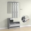 MOBILE APPENDIABITI 3 IN 1 CON SCARPIERA E SPECCHIO, GANCI E CASSETTI, IN LEGNO, 90X10X102 CM, BIANCO E GRIGIO