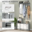 MOBILE APPENDIABITI 3 IN 1 CON SCARPIERA E SPECCHIO, GANCI E CASSETTI, IN LEGNO, 90X10X102 CM, BIANCO E GRIGIO