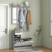 MOBILE APPENDIABITI 3 IN 1 CON SCARPIERA E SPECCHIO, GANCI E CASSETTI, IN LEGNO, 90X10X102 CM, BIANCO E GRIGIO