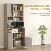 MOBILE DISPENSA IN LEGNO CON CASSETTO, 3 ARMADIETTI E 4 RIPIANI APERTI, 80X35X180 CM, BIANCO