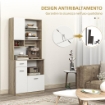 MOBILE DISPENSA IN LEGNO CON CASSETTO, 3 ARMADIETTI E 4 RIPIANI APERTI, 80X35X180 CM, BIANCO