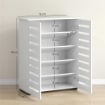 MOBILE SCARPIERA A 5 LIVELLI CON 4 RIPIANI REGOLABILI E ANTE A DOGHE IN LEGNO 76X33PX98 CM BIANCO