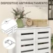 MOBILE SCARPIERA A 5 LIVELLI CON 4 RIPIANI REGOLABILI E ANTE A DOGHE IN LEGNO 76X33PX98 CM BIANCO