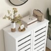 MOBILE SCARPIERA A 5 LIVELLI CON 4 RIPIANI REGOLABILI E ANTE A DOGHE IN LEGNO 76X33PX98 CM BIANCO