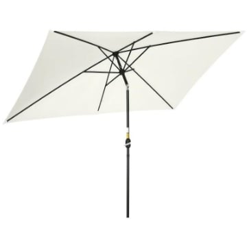 OMBRELLONE RETTANGOLARE 2X3 M PIEGHEVOLE E REGOLABILE CON MANOVELLA IN ALLUMINIO E POLIESTERE BIANCO CREMA