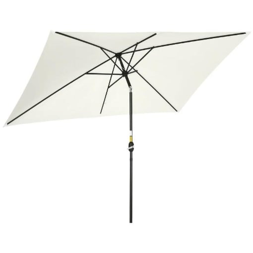 OMBRELLONE RETTANGOLARE 2X3 M PIEGHEVOLE E REGOLABILE CON MANOVELLA IN ALLUMINIO E POLIESTERE BIANCO CREMA