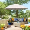 OMBRELLONE DA GIARDINO INCLINABILE E CON MANOVELLA 255 CM BIANCO CREMA