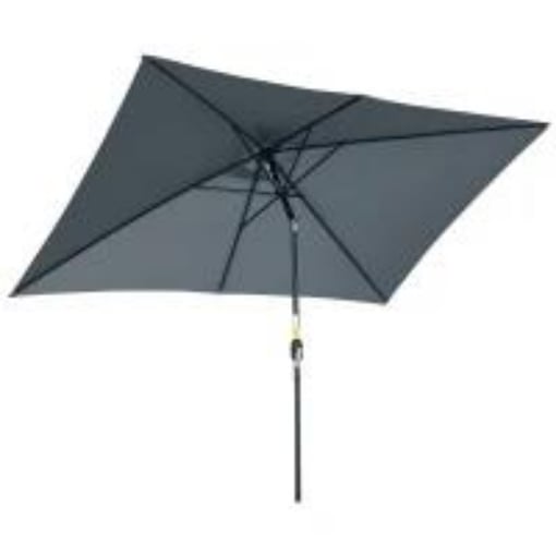 OMBRELLONE RETTANGOLARE 2X3 M PIEGHEVOLE E REGOLABILE CON MANOVELLA IN ALLUMINIO E POLIESTERE GRIGIO SCURO