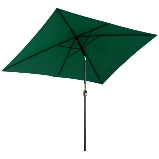 OMBRELLONE RETTANGOLARE 2X3 M PIEGHEVOLE E REGOLABILE CON MANOVELLA IN ALLUMINIO E POLIESTERE VERDE E NERO