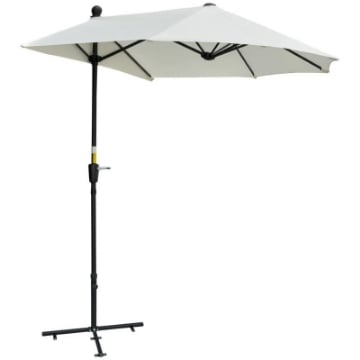 OMBRELLONE SEMICIRCOLARE CON MANOVELLA E TETTUCCIO ANTI UV 200X190X240 CM CREMA