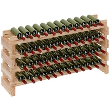 PORTABOTTIGLIE IN LEGNO DI PINO CANTINETTA VINI CON 4 RIPIANI PER 48 BOTTIGLIE 114X28X56.5 CM COLORE LEGNO