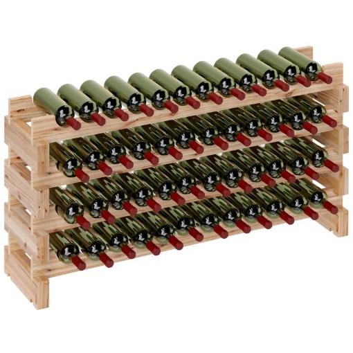 PORTABOTTIGLIE IN LEGNO DI PINO CANTINETTA VINI CON 4 RIPIANI PER 48 BOTTIGLIE 114X28X56.5 CM COLORE LEGNO