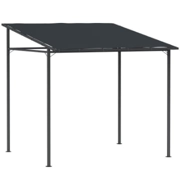 PERGOLA ADDOSSATA CON CHIUSURE A STRAPPO, IN METALLO E POLIESTERE, 238X238X235/194 CM, GRIGIO SCURO