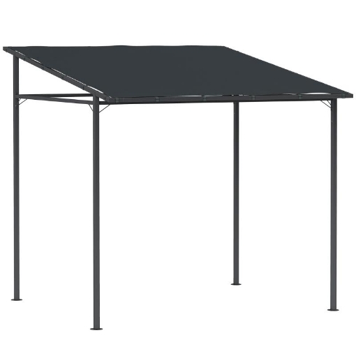 PERGOLA ADDOSSATA CON CHIUSURE A STRAPPO, IN METALLO E POLIESTERE, 238X238X235/194 CM, GRIGIO SCURO