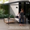 PERGOLA ADDOSSATA CON CHIUSURE A STRAPPO, IN METALLO E POLIESTERE, 238X238X235/194 CM, GRIGIO SCURO