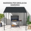 PERGOLA ADDOSSATA CON CHIUSURE A STRAPPO, IN METALLO E POLIESTERE, 238X238X235/194 CM, GRIGIO SCURO
