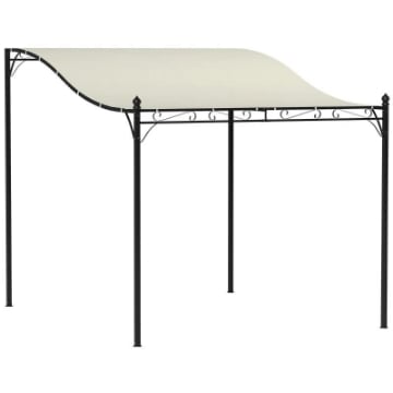PERGOLA ADDOSSATA RICURVA CON 16 FORI DI DRENAGGIO, IN METALLO E POLIESTERE, 248X298X200/250 CM, BIANCO CREMA