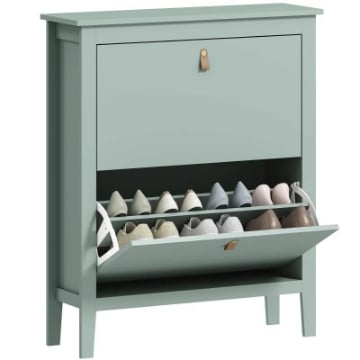 SCARPIERA SLIM 2 CASSETTI PER 14 PAIA DI SCARPE TAGLIA EU44 E RIPIANI REGOLABILI 80X24X95.5 CM VERDE