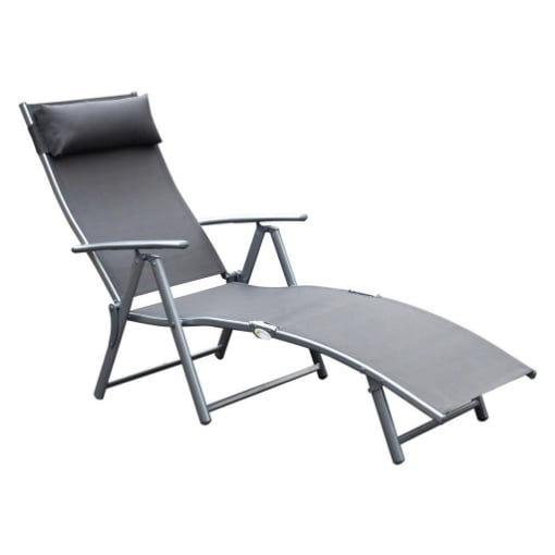 SDRAIO PRENDISOLE RELAX RECLINABILE PIEGHEVOLE CON CUSCINO GIARDINO GRIGIO