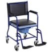 SEDIA A ROTELLE BAGNO CON VASO RIMOVIBILE IN TUBI DI FERRO E PVC, NERO E BLU, 83X53X85CM