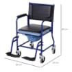SEDIA A ROTELLE BAGNO CON VASO RIMOVIBILE IN TUBI DI FERRO E PVC, NERO E BLU, 83X53X85CM