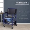 SEDIA A ROTELLE BAGNO CON VASO RIMOVIBILE IN TUBI DI FERRO E PVC, NERO E BLU, 83X53X85CM