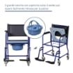 SEDIA A ROTELLE BAGNO CON VASO RIMOVIBILE IN TUBI DI FERRO E PVC, NERO E BLU, 83X53X85CM