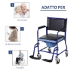 SEDIA A ROTELLE BAGNO CON VASO RIMOVIBILE IN TUBI DI FERRO E PVC, NERO E BLU, 83X53X85CM