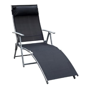 SDRAIO PRENDISOLE RELAX RECLINABILE PIEGHEVOLE CON CUSCINO GIARDINO NERO