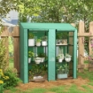 SERRA DA GIARDINO CON COPERTURA IN PE, 6 MENSOLE E 2 PORTE AVVOLGIBILI, 143X46X151CM, VERDE
