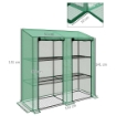 SERRA DA GIARDINO CON COPERTURA IN PE, 6 MENSOLE E 2 PORTE AVVOLGIBILI, 143X46X151CM, VERDE
