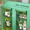 SERRA DA GIARDINO CON COPERTURA IN PE, 6 MENSOLE E 2 PORTE AVVOLGIBILI, 143X46X151CM, VERDE