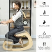 SEDIA ERGONOMICA CON INGINOCCHIATOIO E RECLINABILE, IN TESSUTO EFFETTO LINO E LEGNO, 55X85X55 CM, GRIGIO CHIARO