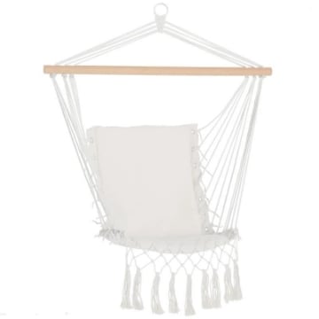 SEDIA SOSPESA A DONDOLO DA INTERNO ED ESTERNO IN TESSUTO CON NAPPE 90X50 CM CREMA