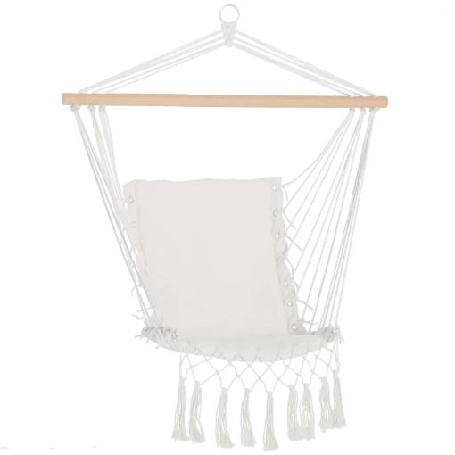 SEDIA SOSPESA A DONDOLO DA INTERNO ED ESTERNO IN TESSUTO CON NAPPE 90X50 CM CREMA