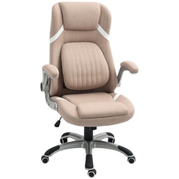SEDIA DA UFFICIO RECLINABILE CON ALTEZZA REGOLABILE IN TESSUTO 68X76X109-117 CM MARRONE CHIARO
