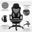 SEDIA DA UFFICIO ERGONOMICA CON SCHIENALE RECLINABILE, POGGIAPIEDI RETRATTILE, ALTEZZA REGOLABILE, GRIGIO