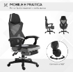 SEDIA DA UFFICIO ERGONOMICA CON SCHIENALE RECLINABILE, POGGIAPIEDI RETRATTILE, ALTEZZA REGOLABILE, GRIGIO
