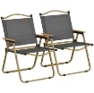 SET 2 SEDIE PER ESTERNI PIEGHEVOLI CON BRACCIOLI IN TESSUTO OXFORD E ACCIAIO GRIGIO