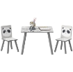 SET TAVOLINO E 2 SEDIE PER BAMBINI 3-8 ANNI IN MDF E LEGNO DI PINO GRIGIO