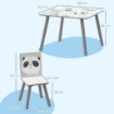 SET TAVOLINO E 2 SEDIE PER BAMBINI 3-8 ANNI IN MDF E LEGNO DI PINO GRIGIO